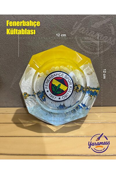 meristeed FB El Yapımı Epoksi Küllük – Sarı Lacivert Renklerde Dekoratif Tasarım, Ev Aksesuar, Kültablası