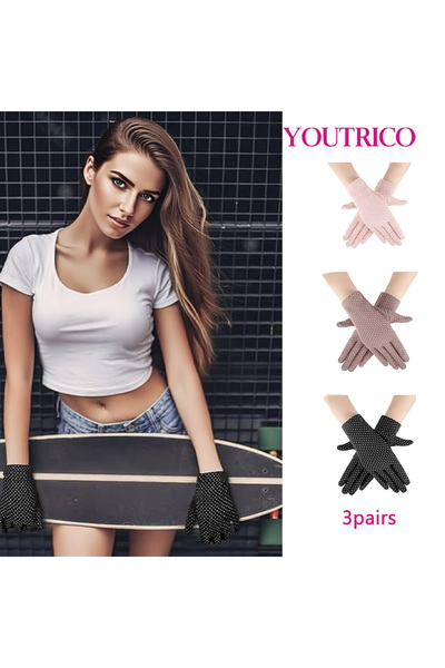 Youtrico 3 Pairs Women UV Protection Sunblock Gloves Touchscreen Gloves for Driving Riding,Sports sunscreen