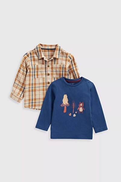 MOTHERCARE Check Shirt and Long-Sleeved T-Shirt Set