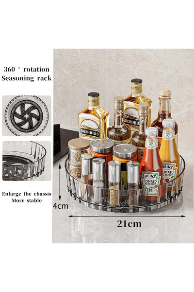 Choice صينية بيضاء شفافة دوارة 360 درجة، رف تخزين لخزانة المؤن، قاعدة دوارة م...