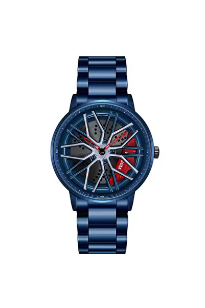 OLEVS Erkek Siyah Içi Kırmızı 3d Dönen Jant Tasarımlı Çelik Kol Saati - Su Geçirmez,