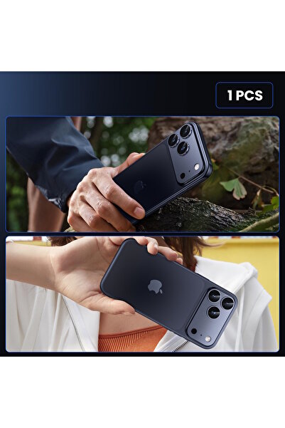 m.tk moveteck Apple iPhone 17 Pro Max Uyumlu Kamera Lens Koruyucu Metal Çerceveli Tam Kaplar Koruyucu Cam