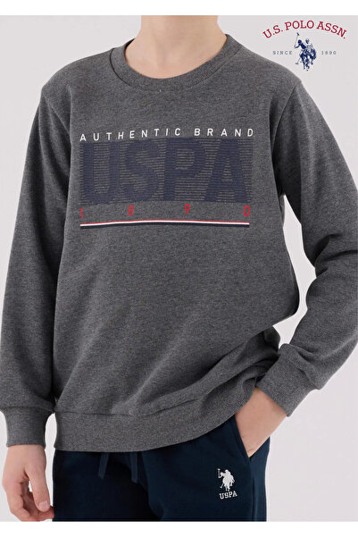 U.S. Polo Assn. Boy's Printed Detailed Cotton Anthracite Tracksuit Set L1.Usp.220.9.001