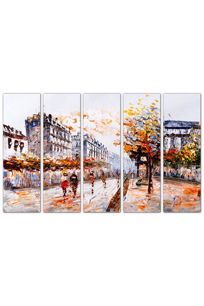 Generic Wall panel - printed artwork - The city and the people - 683 - divided into five equal pieces