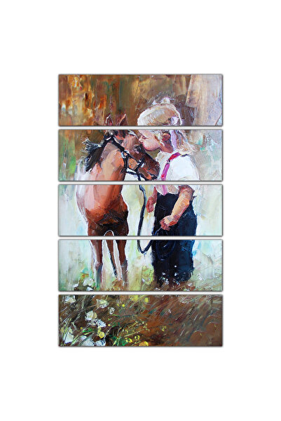 Generic Wall panel - Girl with a horse - 608 - divided into five equal pieces