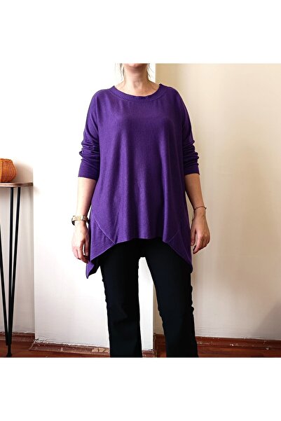 Butik Şans Asimetrik Kesim Bisiklet Yaka İtalyan Triko Bluz