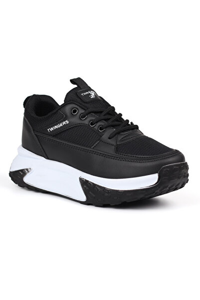 KAJILA Women's Thick-Soled Black Sneaker Sports Shoes – Comfortable, Stylish, and Suitable for Everyday Use