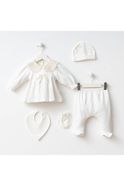 Mert Baby طقم خروج من المستشفى مكون من 5 قطع من القطن العضوي من ناتاليا، مصنوع من القطن بنسبة 100% للفتيات حديثي الولادة