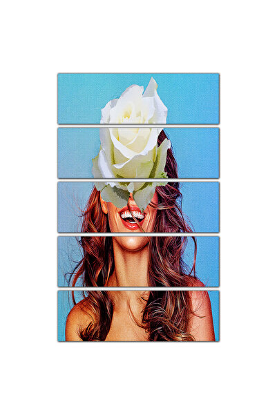 Generic Wall panel - Woman with a rose - p120 - divided into five equal pieces
