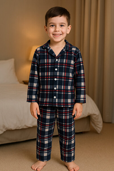 DUBAİ ÇOCUK Erkek Çocuk Uzun Kollu Çizgili Gecelik,Pijama-Günlük Takımı