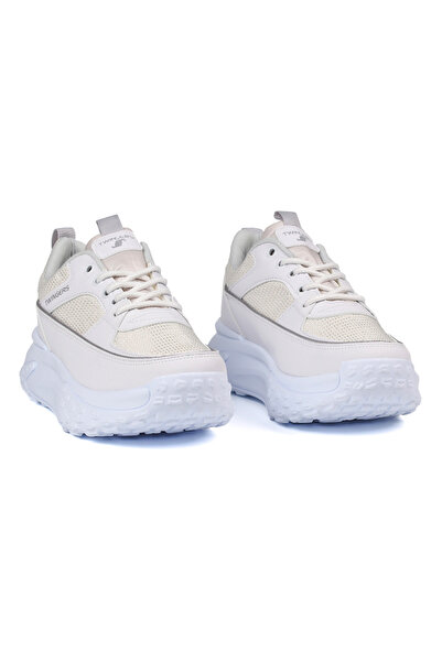 KAJILA Women's Thick-Soled White Shiny Sneaker Sports Shoes – Comfortable, Stylish, and Suitable for Everyday Use