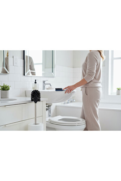 EMPA A V M 1 Piece Metal Handle Toilet Brush 1 Piece Self-Grip Sink Joint Brush 2-Piece Brush Set