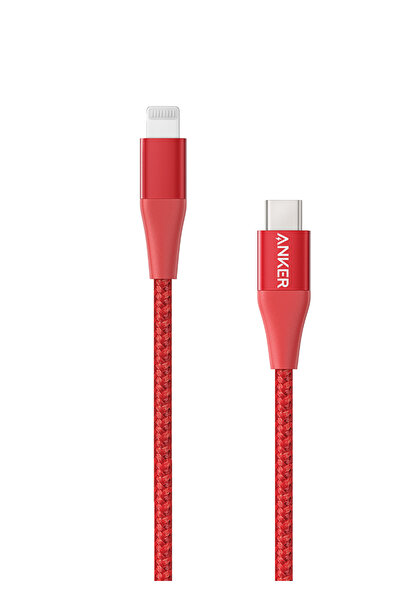 Anker كيبل USB فئة C إلى لايتنينج انكر باور لاين بلس II، طول 90 سم، احمر