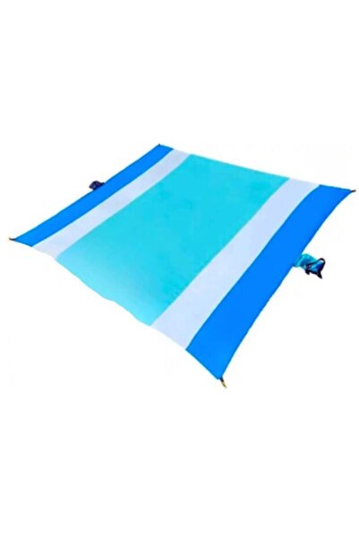 MATELOT Beach blanket, waterproof, anti-sand and multifunctional, ideal for family, blue, 200 x 210 cm