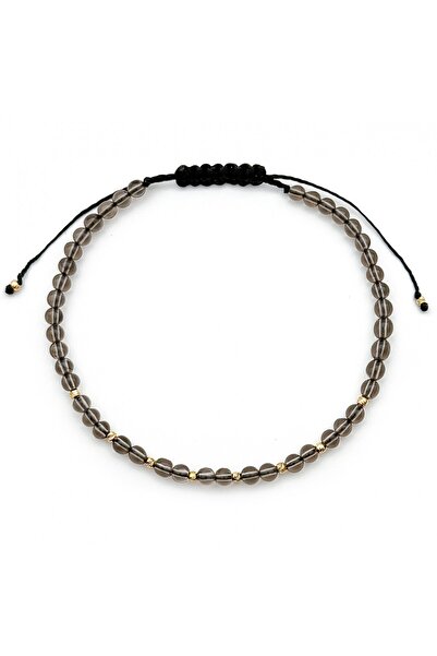 Velar Bracelets Cord Bracelet with Smoky Quartz Stones and 14K Gold Balls