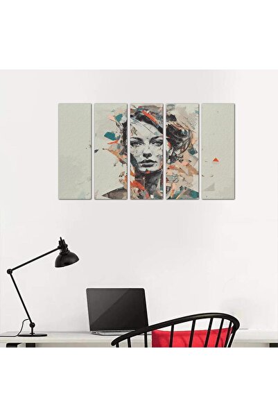 Generic Modern wall panel, drawing of a woman - 24139 - divided into five equal pieces