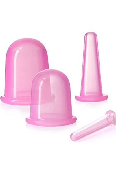 CBD CORAL BEST DEALS Set 4 piese terapie cu ventuze, diferite mărimi, roz, PVC