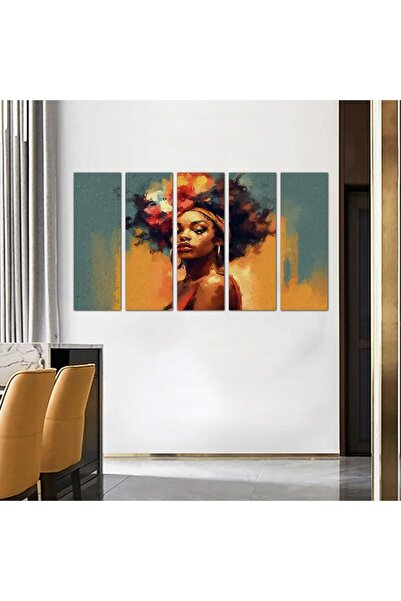 Generic Modern wall panel, drawing of a woman - 24039 - divided into five equal pieces