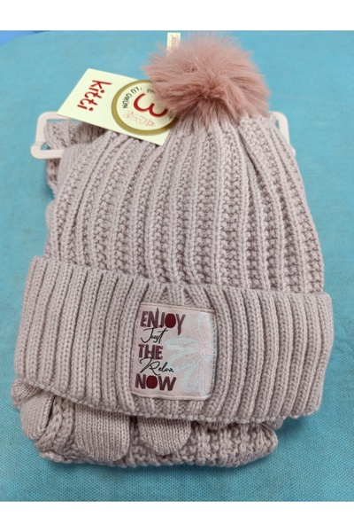 Kitti Scarf, Beanie, Gloves 3-Piece Set with Fleece Inside for Girls