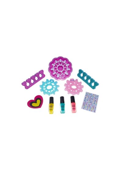 Doty GlamNail Salon Set for Kids, 10 Tips Sets, 3 Nail Polishes, Accessories