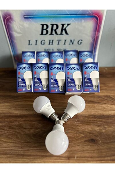 Noas Led 10 Adet Led Ampül Beyaz Renk 9 Watt Tasarruflu Yüksek Işık Gücü A Enerji Sınıfı 9w Ampül Ekonomik