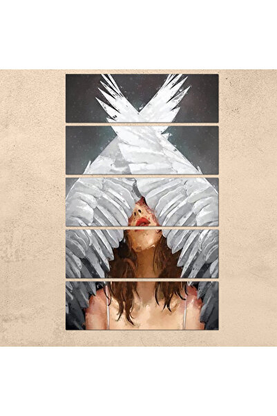 Generic Wall panel - Woman with white wings 300928 - divided into five equal pieces