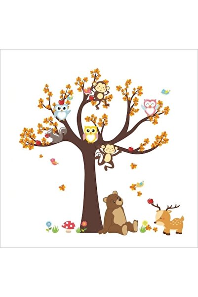 CBD CORAL BEST DEALS Autocolant cu animale vesele în copacul de toamnă, 100 x...