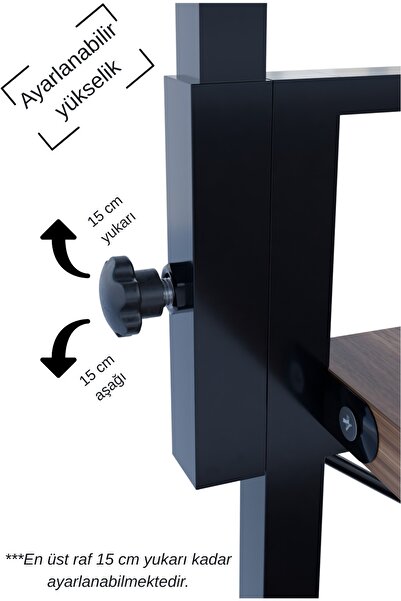 Steel Design 4 Katlı Banyo Rafı,Metal Çerçeveli Ahşap Raflı Çok Amaçlı Organizer,Temizlik Malzemesi Düzenleyici