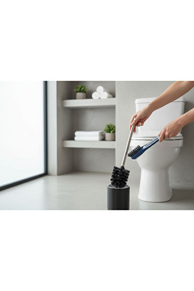 EMPA A V M 1 Piece Metal Handle Toilet Brush 1 Piece Self-Grip Sink Joint Brush 2-Piece Brush Set