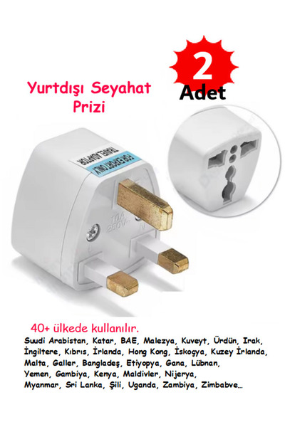 Vwin Yurtdışı Seyahat Prizi Seyahat Adaptörü Priz Çevirici Dönüştürücü 3 Pinl...