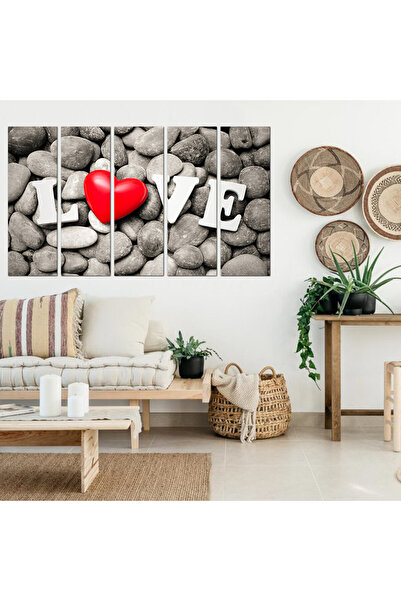 Generic Wall plaque - the word love on stones - 21005 - divided into five equal pieces