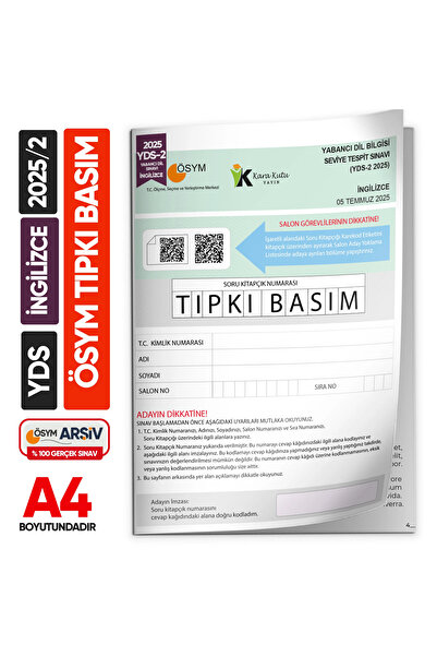 Karakutu Yayınları YDS İngilizce 2025/2 TEMMUZ Yabancı Dil Sınavı ÖSYM Tıpkı ...
