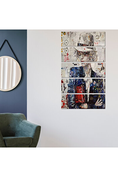 Generic Wall panel - Woman artwork - 30026 - divided into five equal pieces