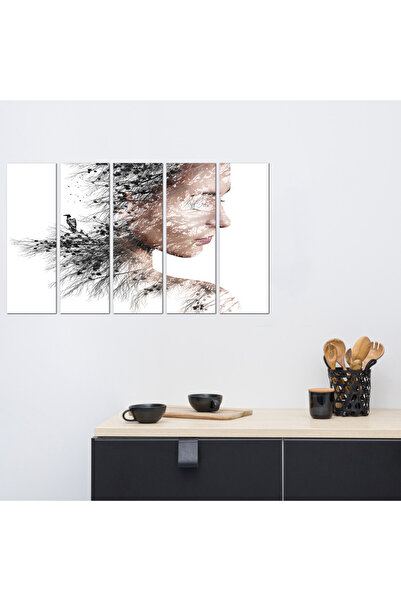 Generic Wall panel - Woman and pine tree - 978 - divided into five equal pieces