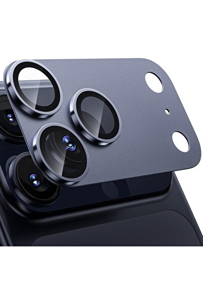 m.tk moveteck Apple iPhone 17 Pro Max Uyumlu Kamera Lens Koruyucu Metal Çerceveli Tam Kaplar Koruyucu Cam