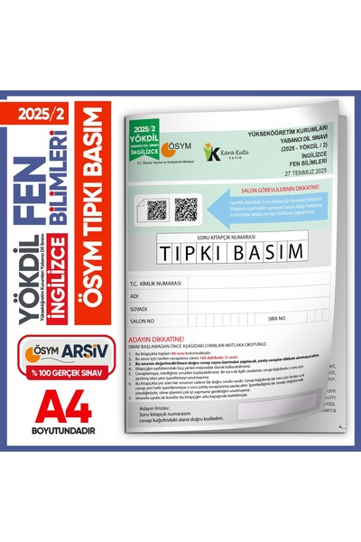 Karakutu Yayınları 2025/2 YÖKDİL İngilizce FEN BİLİMLERİ ÖSYM Çıkmış Soru Tıp...