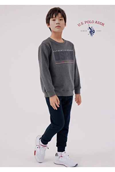 U.S. Polo Assn. Boy's Printed Detailed Cotton Anthracite Tracksuit Set L1.Usp.220.9.001