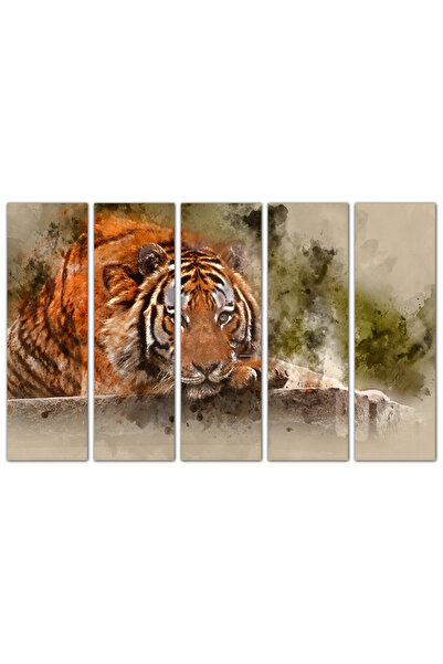 Generic Wall panel - printed tiger drawing - 713 - divided into five equal pieces