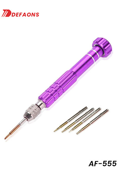 DEFAONS مجموعة مفكات براغي ٥ في ١، AF-555، بنفسجي، أداة دقيقة للهواتف والساعات والنظارات
