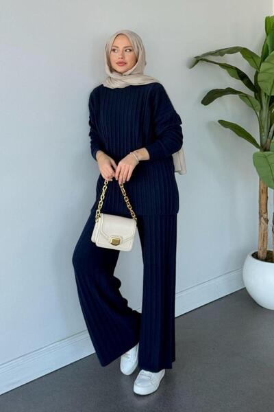 Şulemoda Giyim بدلة كريبتو كيتشي للرجال باللون الأزرق الداكن