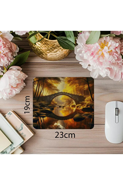 Wisdom Rain لوحة ماوس على شكل جسر مهدئ بأوراق صفراء - 19 × 23 سم 2 مم مستطيلة مطبوعة مستوردة