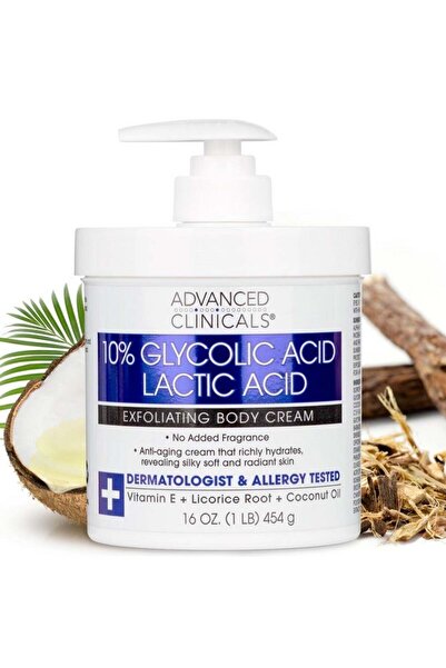 Advanced Clinicals 10% Glycolic Acid + Lactic Acid Body Lotion Skin Care Mois...