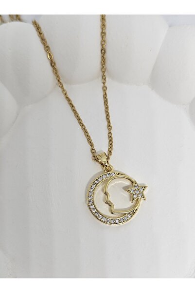 MinAccessory Zirkon Taşlı Atatürk Silüeti Kadın Çelik Kolye