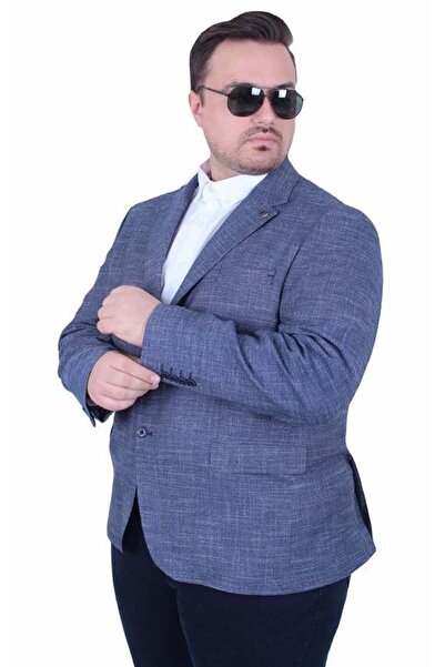 Starbattal Ανδρικό μπλέιζερ μεγάλου μεγέθους 6 Drop Blazer Tuna Jacket 500601 ΣΚΟΥΡΟ ΜΠΛΕ