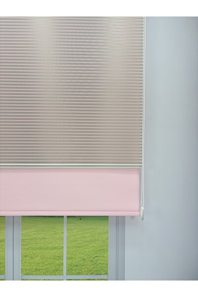 donatti perde LUNA Serisi Açık Gri Tül Pembe Stor Perde Işık Kontrollü, Çift ...