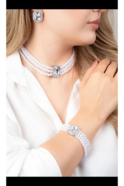 Finesa Jewelry Mega Pearl Set (Necklace-Bracelet-Earrings)