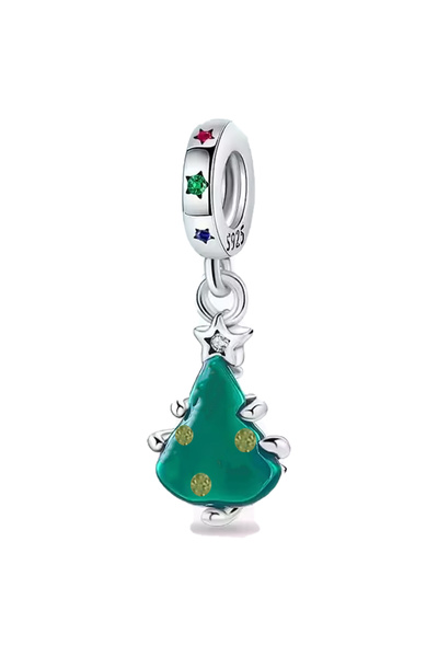 Fubena Sparkling Christmas Tree with Yellow Dots Hanging Silver Charm