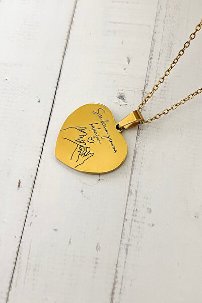 Narflake Kişiye Özel Dostluk Simgeli Kalp Kolye – Tamamı Çelik Özel Tasarım