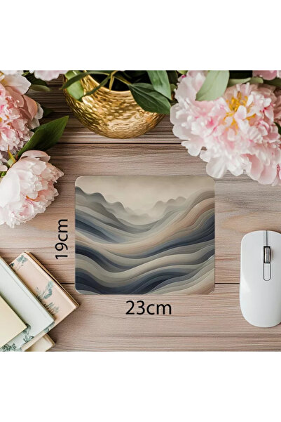 Wisdom Rain لوحة ماوس Zen Mountain ذات طبقة حجرية منحنية - 19 × 23 سم 2 مم مستطيلة مطبوعة مستوردة