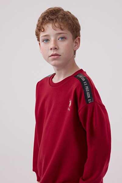 U.S. Polo Assn. Boy's Cotton 3 Thread Burgundy Crew Neck Bottom-Top Set Q3Pkl3Kk13